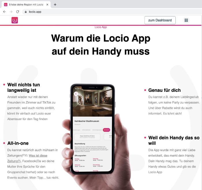 Website von Locio